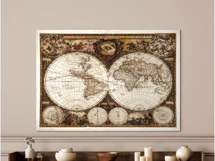 Mapa Nova Totius Terrarum Orbis (Farba rámu Bez rámu, Povrchová úprava Matná, Veľkosť obrazu A4)