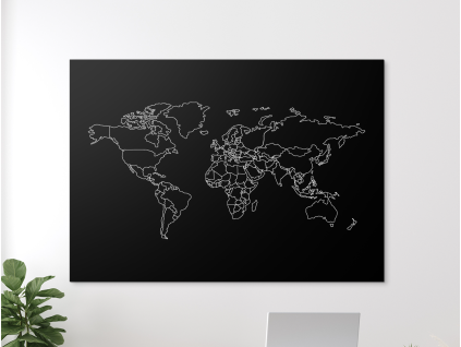 Mapa sveta v kontúrach (Farba rámu Bez rámu, Povrchová úprava Matná, Veľkosť obrazu A4)