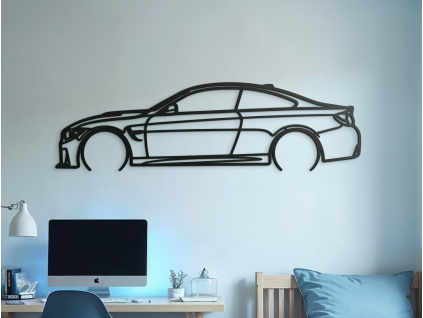 AKCIA Drevený obraz na stenu BMW M4 - 25x86 cm, čierna