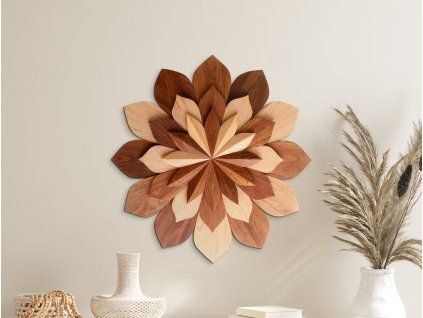 Farebná mandala Drevený kvet (Povrchová úprava Matná, Rozmer obrazu 33,5 x 32 cm)