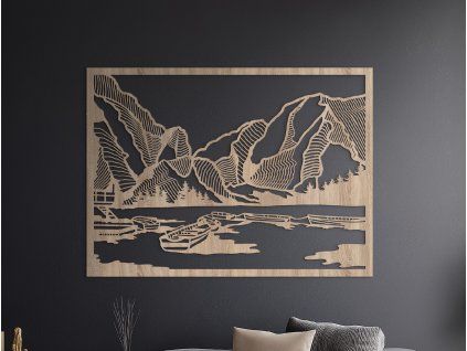 Drevený obraz Dolomity v Taliansku (Farba obrazu Sivá, Rozmer obrazu 31 x 42,5 cm)