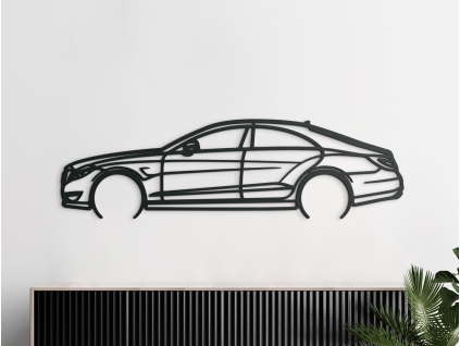 AKCIA - Drevená nálepka na stenu Mercedes CLS63 AMG, Biela