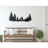 Drevená nálepka Jelene v lese (Farba obrazu Sivá, Rozmer obrazu 19 x 45,5 cm)