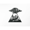 Drevená nálepka UFO (Farba obrazu Sivá, Rozmer obrazu 22,5 x 23,5 cm)