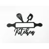 Drevená nálepka Kuchynské náčinie (Farba obrazu Sivá, Rozmer obrazu 17,5 x 31,5 cm)