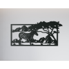 Drevený obraz Zebra v savane (Farba obrazu Sivá, Rozmer obrazu 15,5 x 31,5 cm)