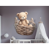 Detský obraz Medvedík v košíku (Povrchová úprava Matná, Rozmer obrazu 31,5 x 30,5 cm)